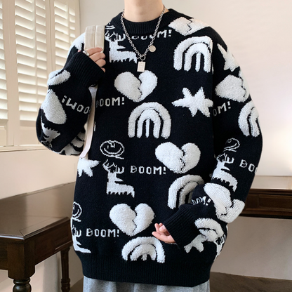 Moderigtig strikket sweater til mænd