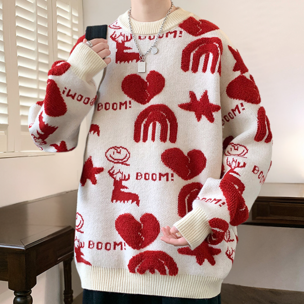 Moderigtig strikket sweater til mænd
