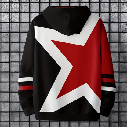 Trendy hættetrøje til mænd med stjerneprint