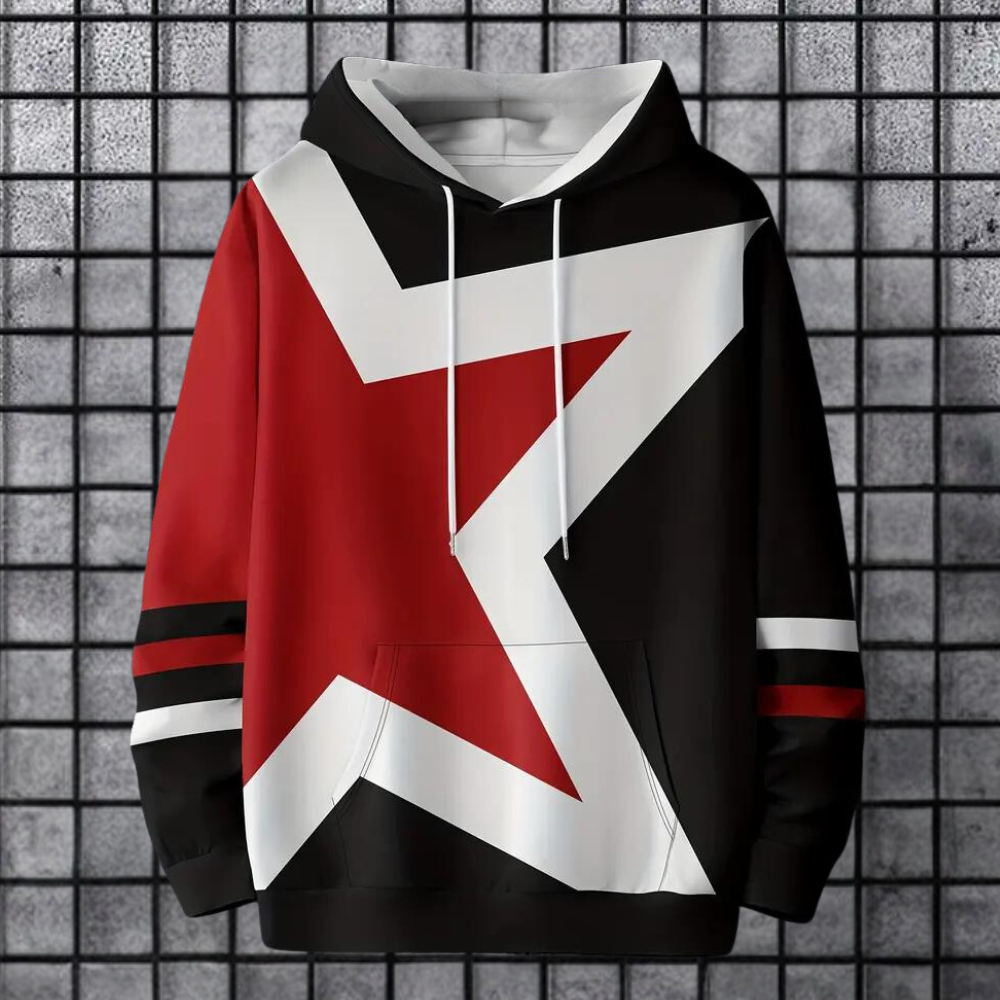 Trendy hættetrøje til mænd med stjerneprint