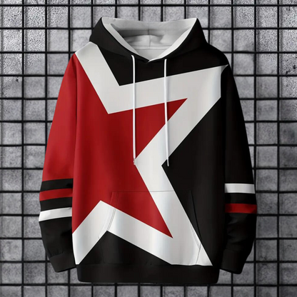 Trendy hættetrøje til mænd med stjerneprint