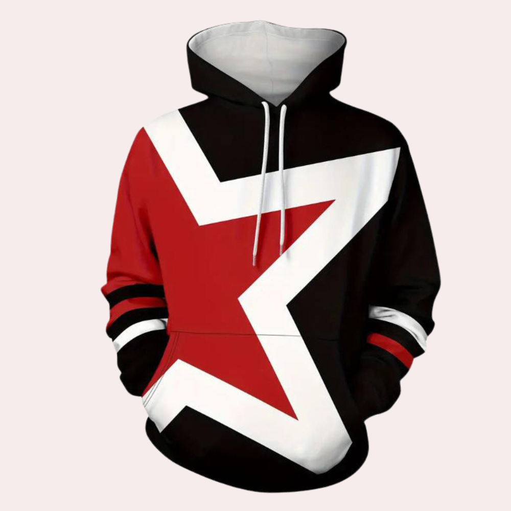 Trendy hættetrøje til mænd med stjerneprint