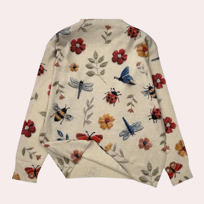 Kashmir-sweater med blomsterprint
