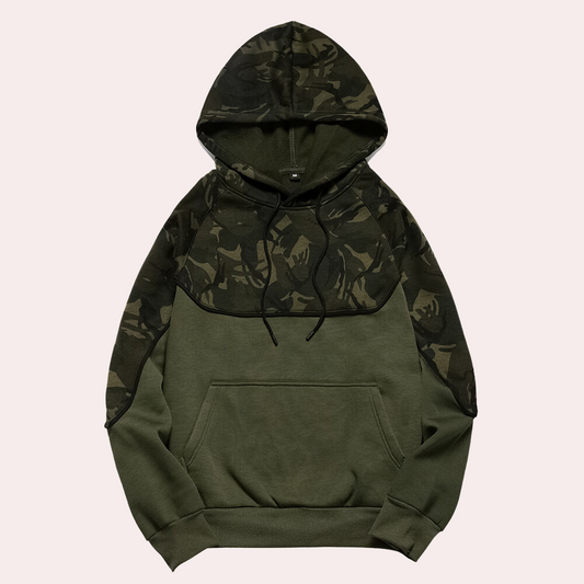 Afslappet hættetrøje til mænd med camouflagedesign