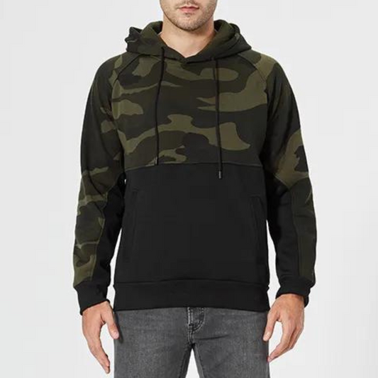 Afslappet camouflage-hættetrøje til mænd