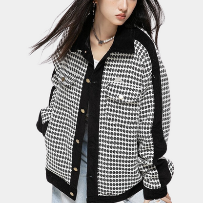 Sort og hvid langærmet polo