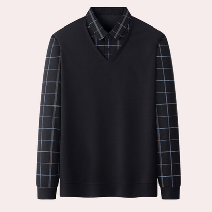 Elegant strikket ternet sweater til mænd