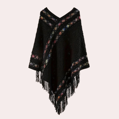 Boho-poncho til kvinder med trendy V-udskæring