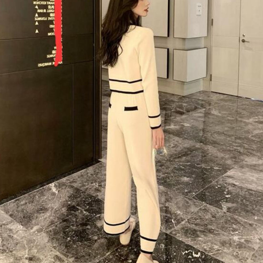 Varmt strikket 2-delt sæt til kvinder