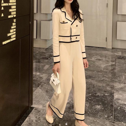 Varmt strikket 2-delt sæt til kvinder