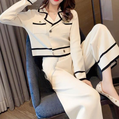 Varmt strikket 2-delt sæt til kvinder