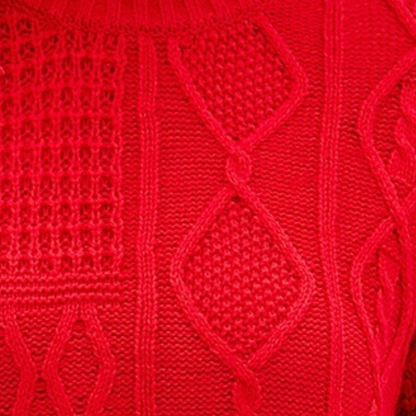 Ensfarvet rundstrikket sweater til kvinder