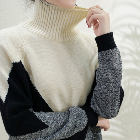 Behagelig farveblokeret sweater til kvinder