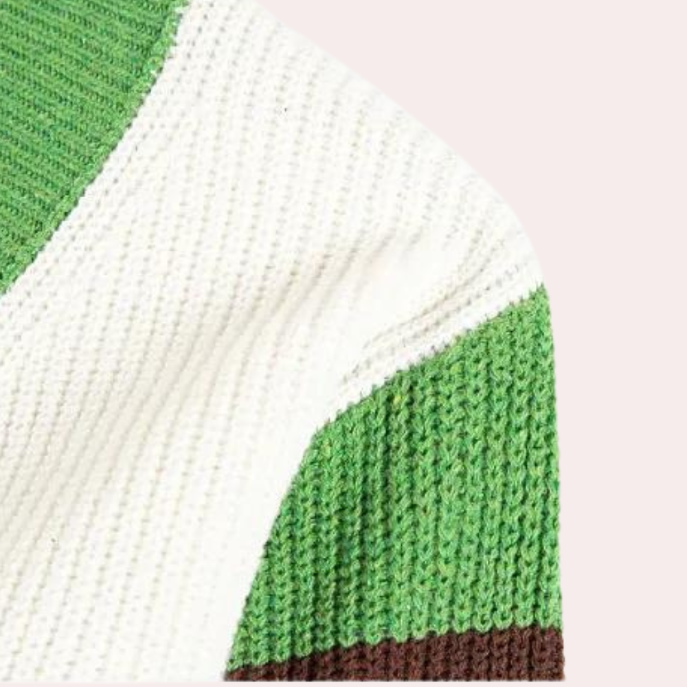 Stilfuld strikket cardigan til mænd med farveblokke