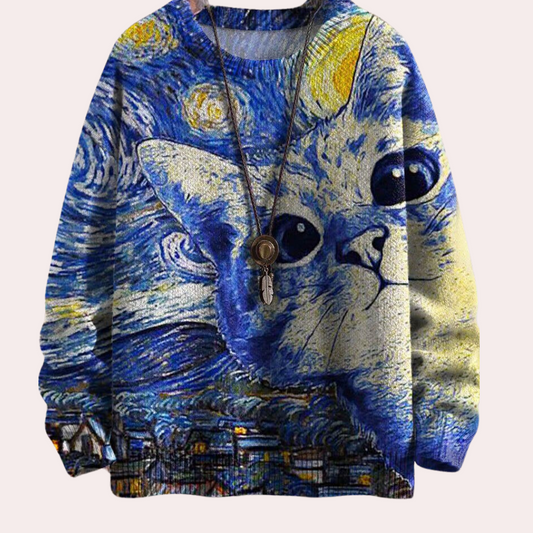 Kattetegning Unisex-sweater