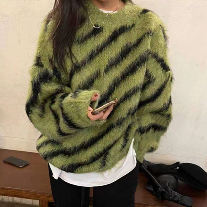 Overdimensioneret fuzzy chevron-sweater
