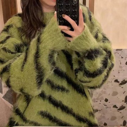 Overdimensioneret fuzzy chevron-sweater