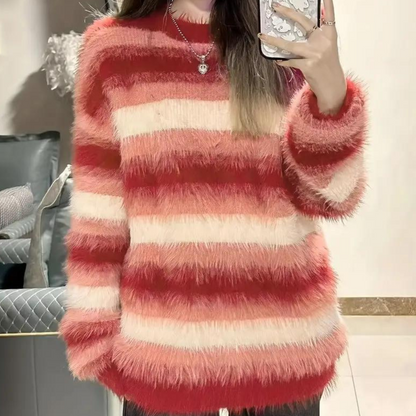 Rød mohairblød sweater til kvinder