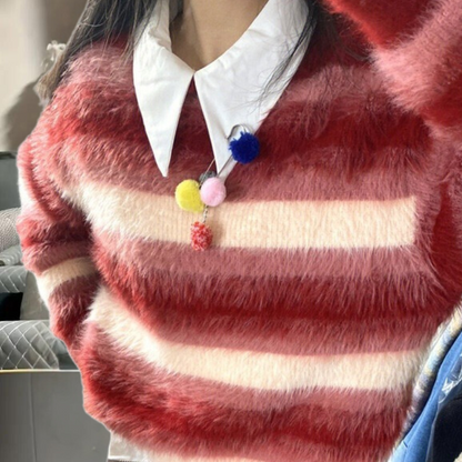 Rød mohairblød sweater til kvinder