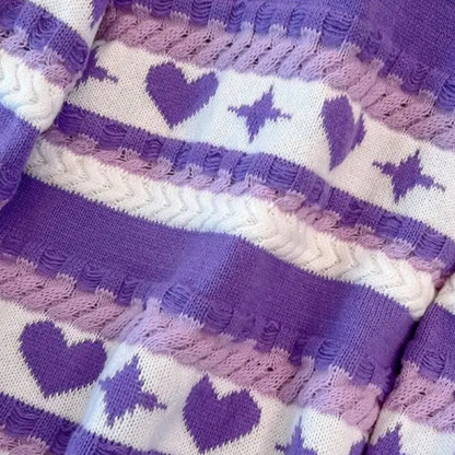 Sweater med lilla hjerter