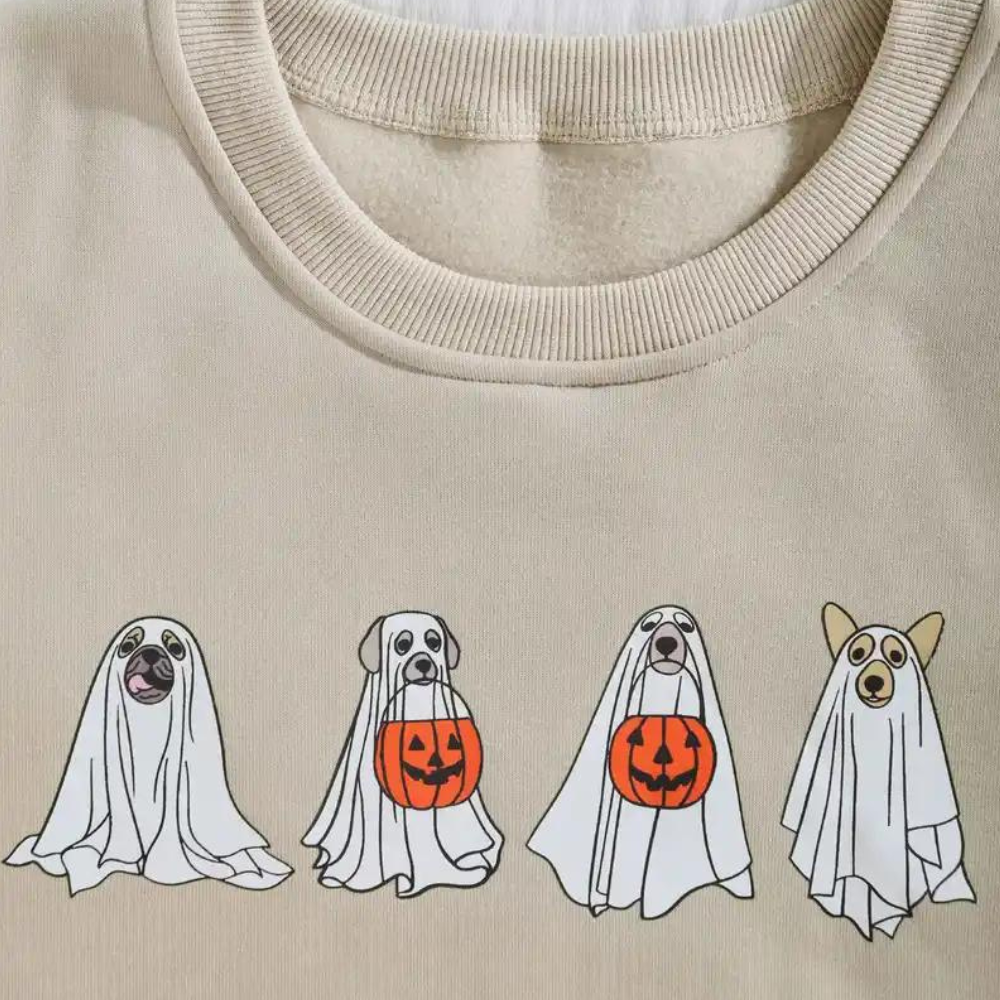 Halloween-sweater med hundeprint