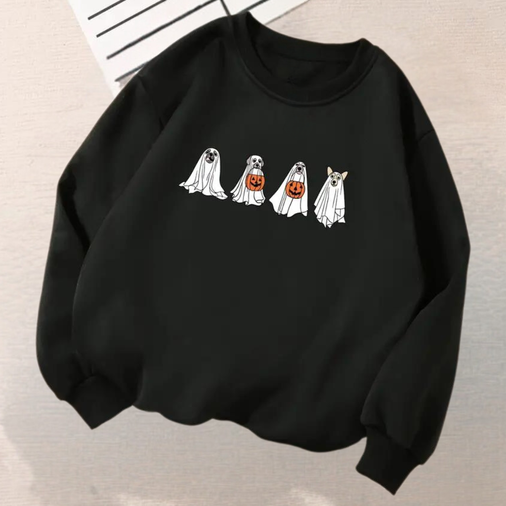 Halloween-sweater med hundeprint