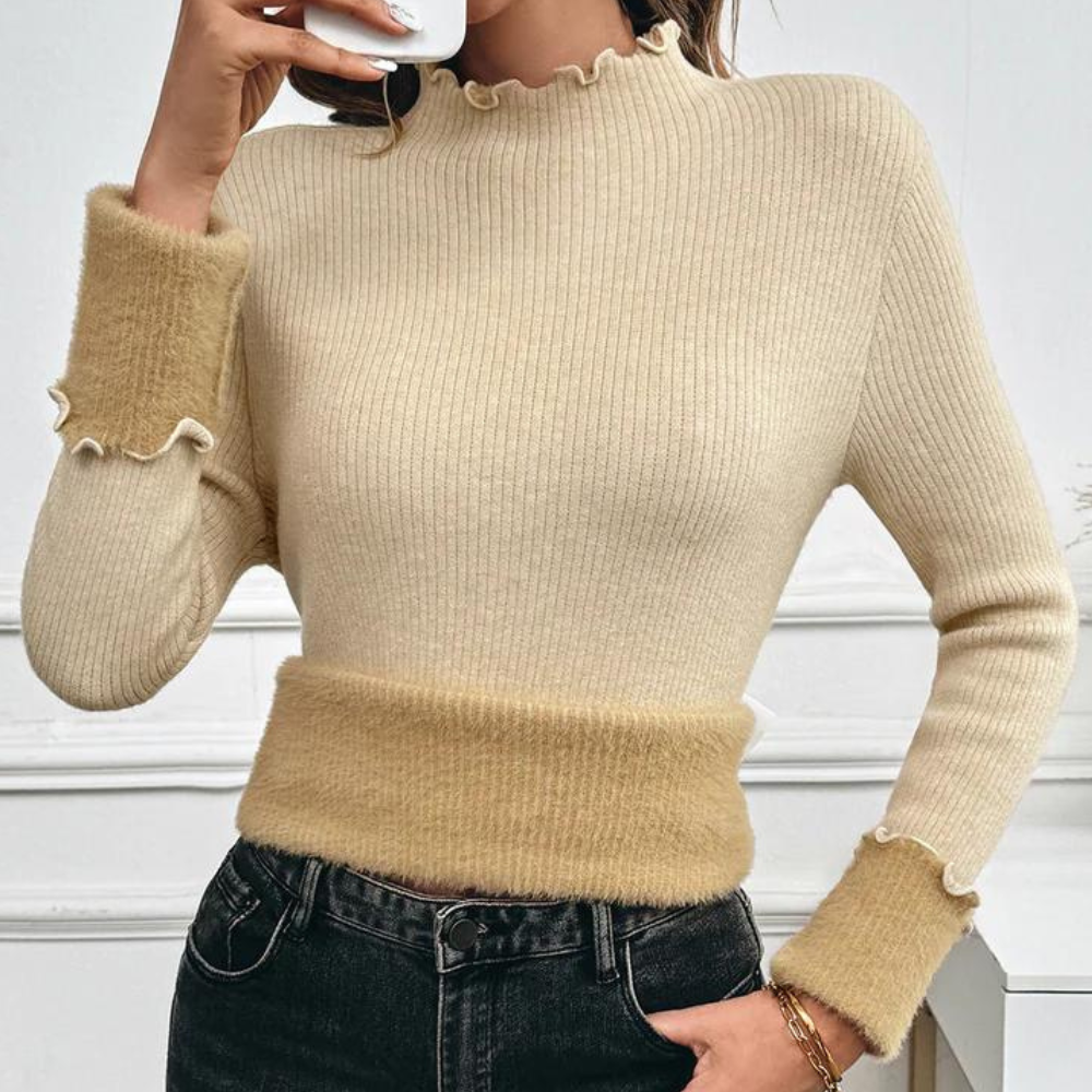 Vinter Kvinder Flæser Mock Neck Sweater