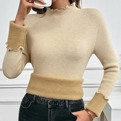 Vinter Kvinder Flæser Mock Neck Sweater
