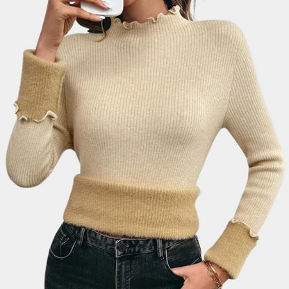 Vinter Kvinder Flæser Mock Neck Sweater