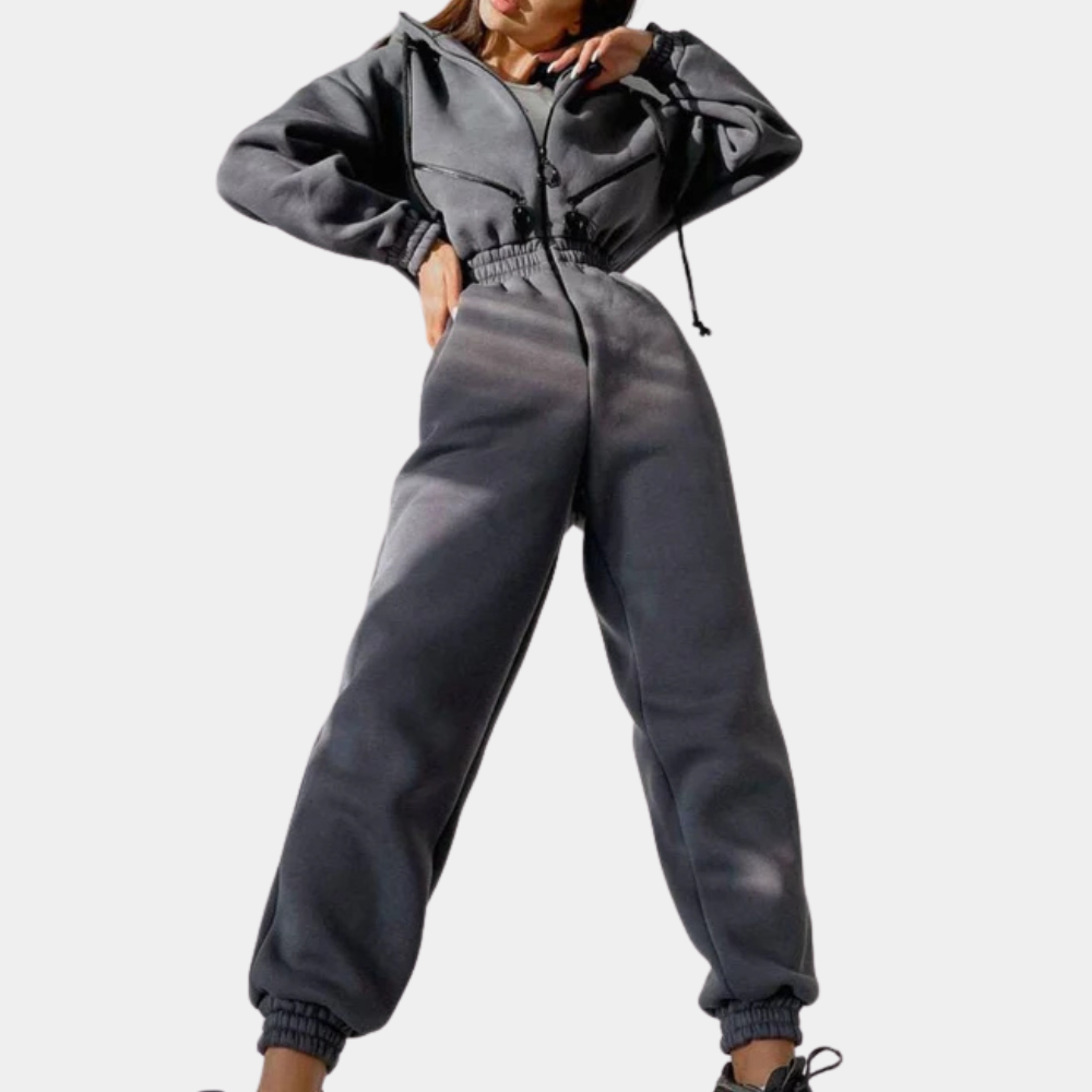 Varm jumpsuit med hætte til kvinder
