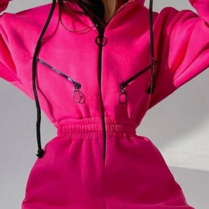Varm jumpsuit med hætte til kvinder
