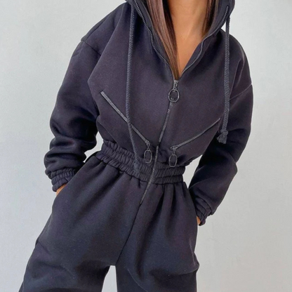 Varm jumpsuit med hætte til kvinder