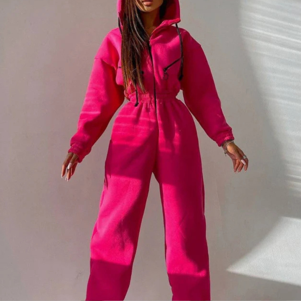 Varm jumpsuit med hætte til kvinder