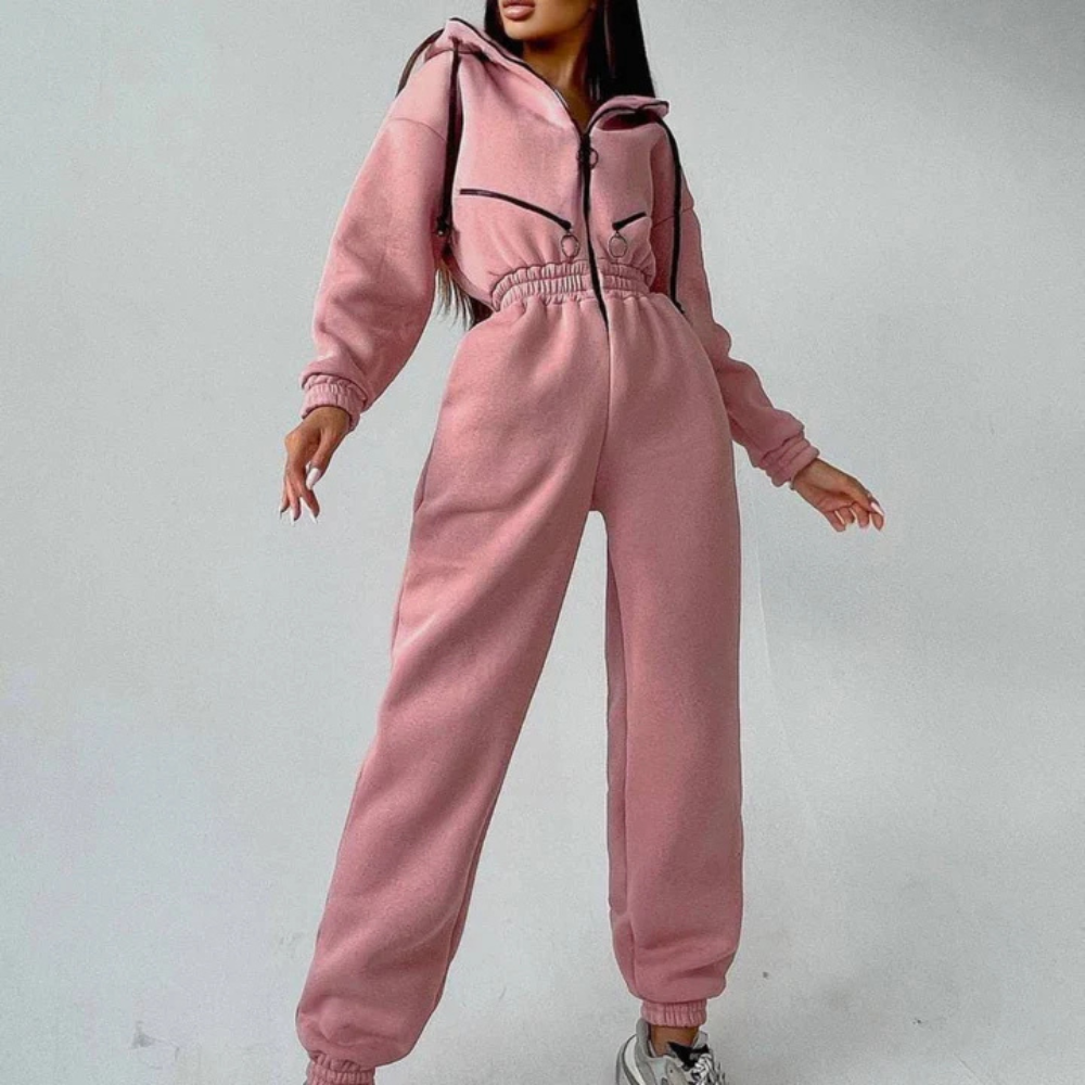 Varm jumpsuit med hætte til kvinder