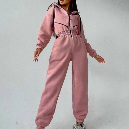 Varm jumpsuit med hætte til kvinder