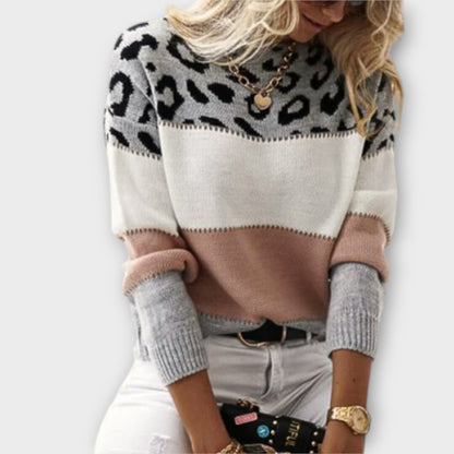 Casual trøje med leoparddesign til kvinder