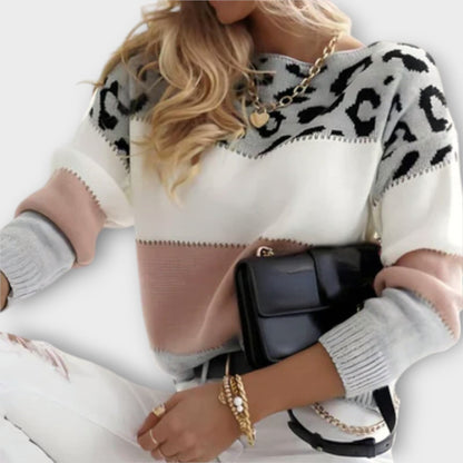 Casual trøje med leoparddesign til kvinder