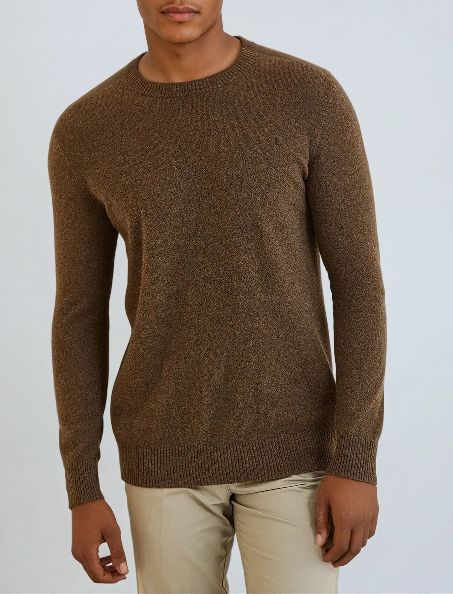 Brun signatur-sweater i kashmir
