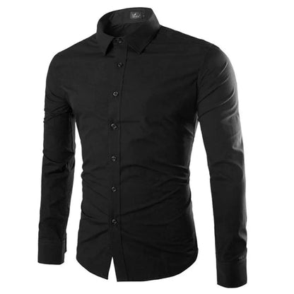 Herre slim fit skjorte med lange ærmer og knapper