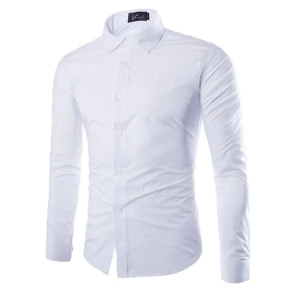 Herre slim fit skjorte med lange ærmer og knapper