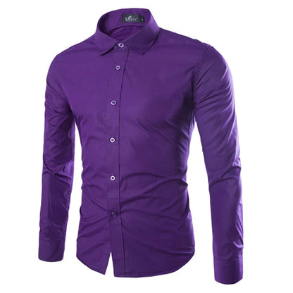 Herre slim fit skjorte med lange ærmer og knapper