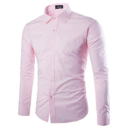 Herre slim fit skjorte med lange ærmer og knapper