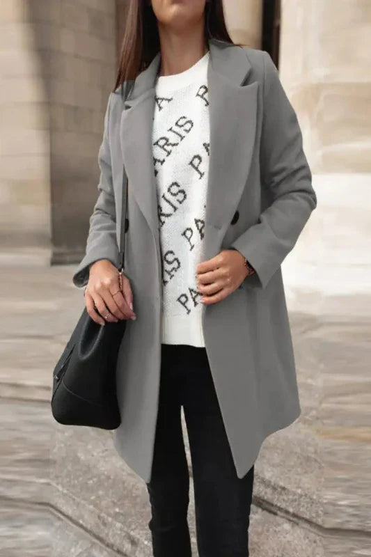 Ensfarvet langærmet blazer med revers