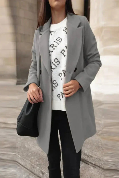 Ensfarvet langærmet blazer med revers