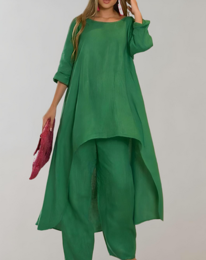 Trendy asymmetrisk 2-delt sæt til kvinder