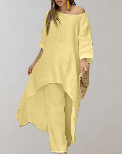 Trendy asymmetrisk 2-delt sæt til kvinder