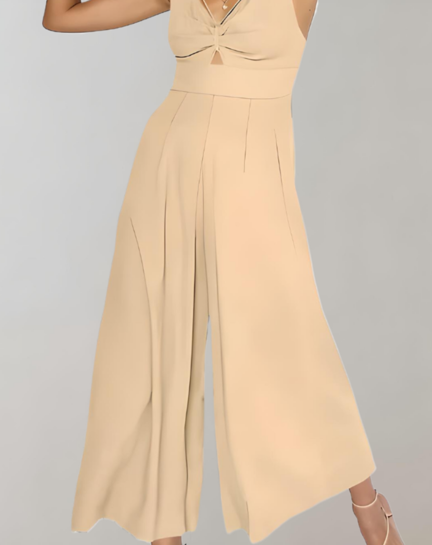 Jumpsuit med V-hals og brede ben til kvinder