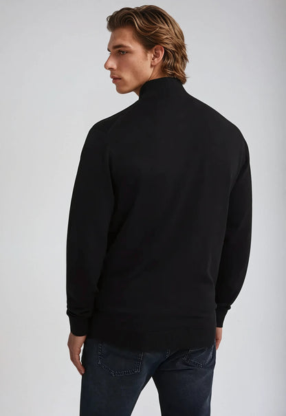 Sort herre-sweater med fuld lynlås