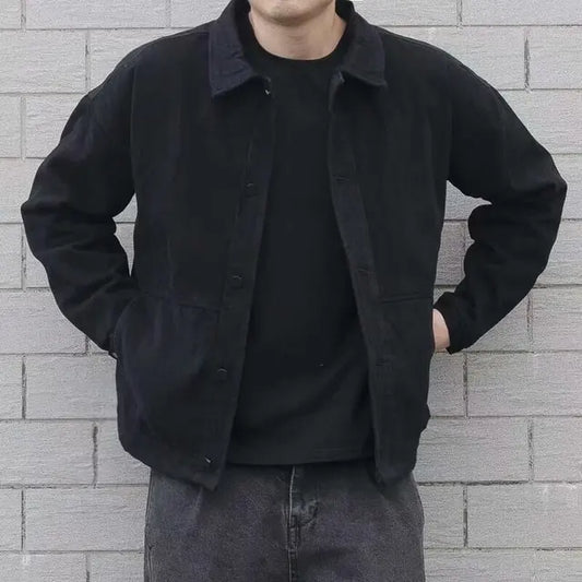 Sort vintage denimjakke til mænd