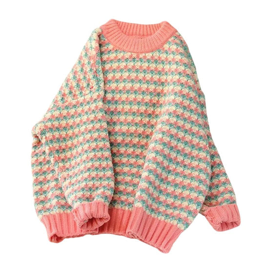 Pastel geometrisk strikket sweater